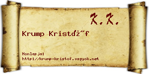 Krump Kristóf névjegykártya